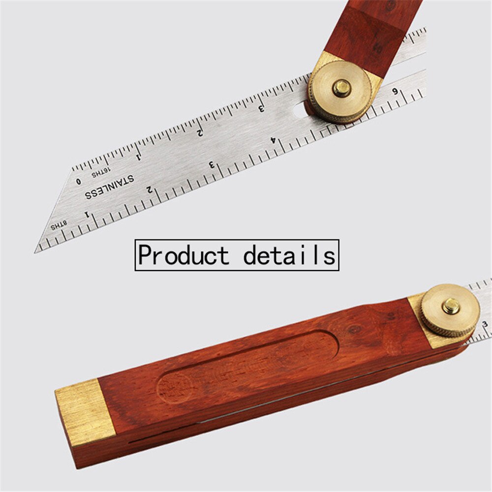 9inch Rulers Gauges Tri Square Sliding T- With Wooden Handle Measuring Tool Wooden Marking Gauge Protractor