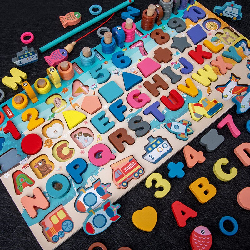 2020 giocattoli educativi in legno gioco da tavolo puzzle matematici blocco di colore apprendimento per bambini bambini piccoli