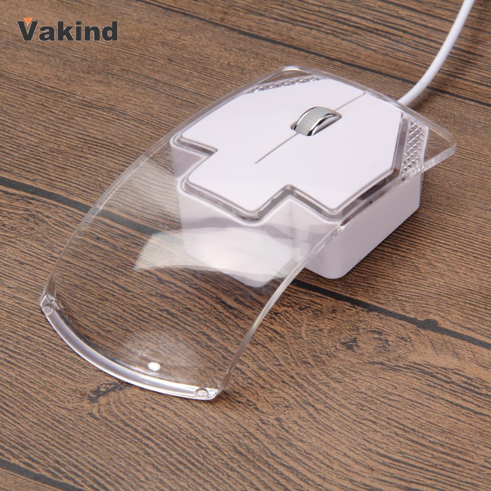 Clear Computer Mouse 1000DPI Optical LED Blue Light Transparent Wired USB Mouse Mice for PC Laptop Desktop