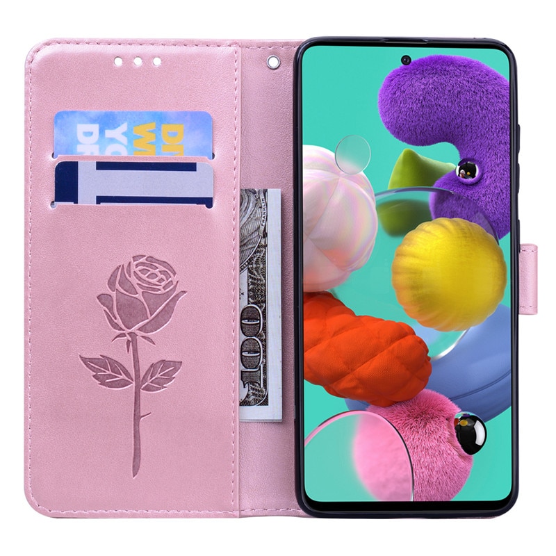 Funda de cuero para Samsung Galaxy A51, funda con tapa magnética de flor 3D para Samsung A51, fundas para teléfono Galaxy A 51, A515F, Etui