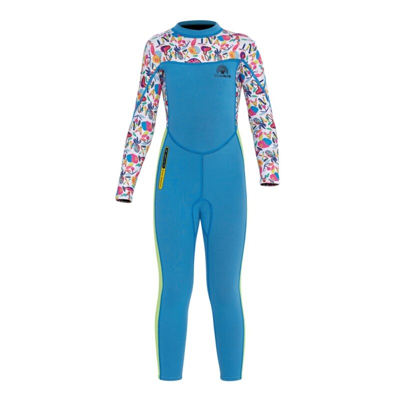 Traje de baño de 2,5mm para niña, bañador de retales para chico, traje de buceo para niños, traje de surf, Medusa, mojado de una pieza: blue / XL