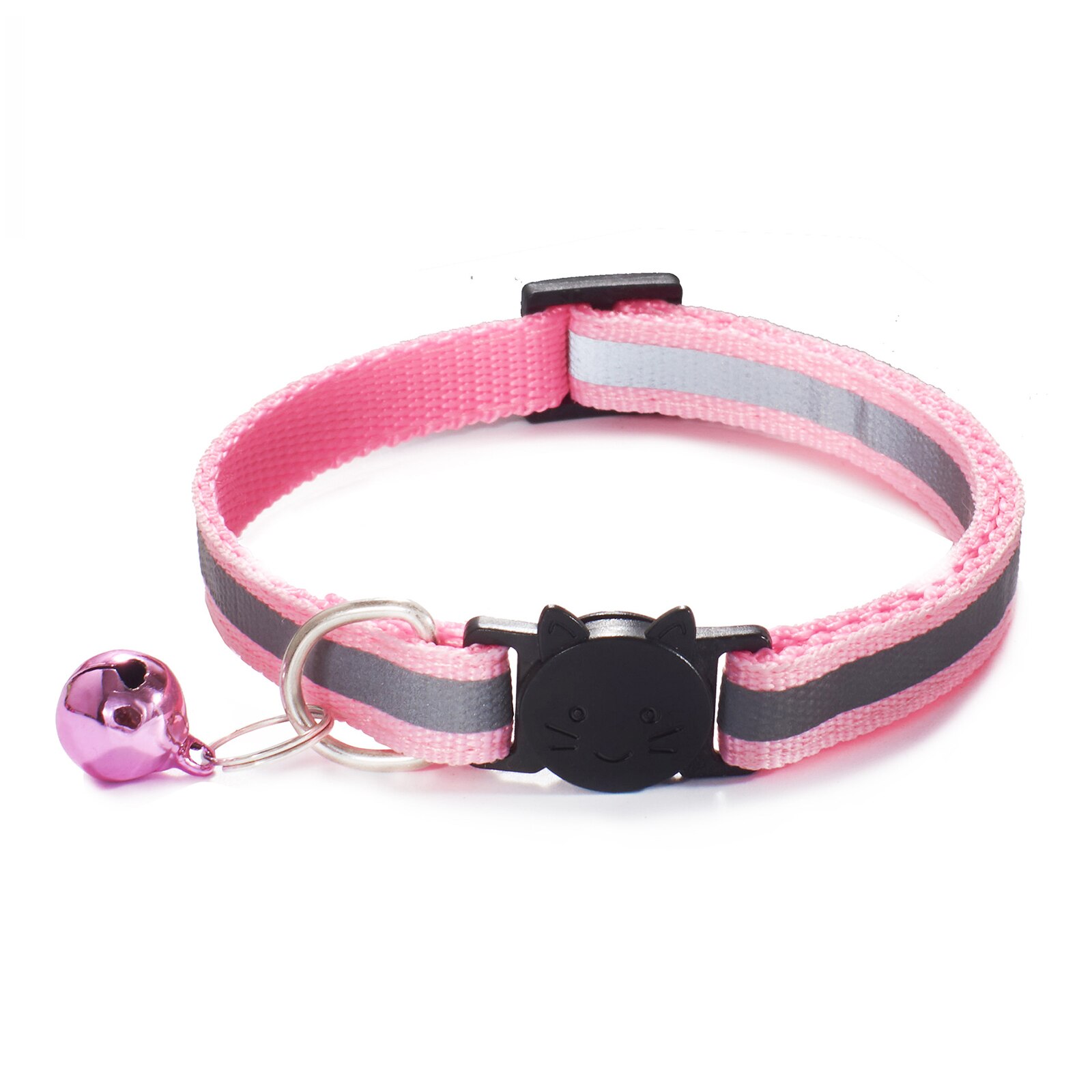 Collar de campana para gatos calientes, hebillas ajustables reflectantes de nailon, Collar para mascotas, seguro, botón para cabeza de gato, accesorios bonitos: 5