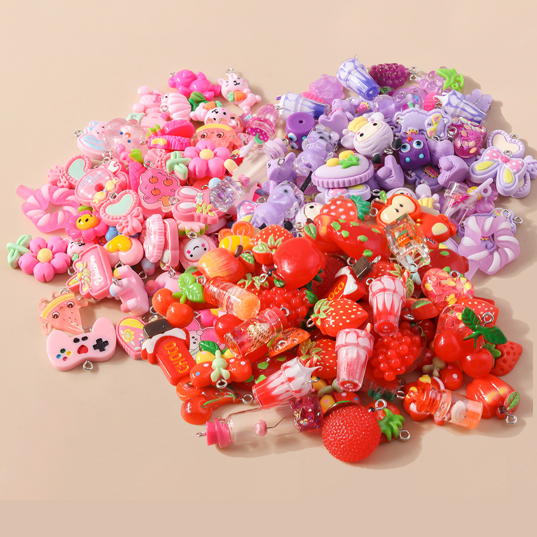 Dijes de resina con forma de corazón y Flor de Animal para pendientes, colgantes de collar hechos a mano, accesorios para hacer joyas, 10 piezas, 6 colores mezclados