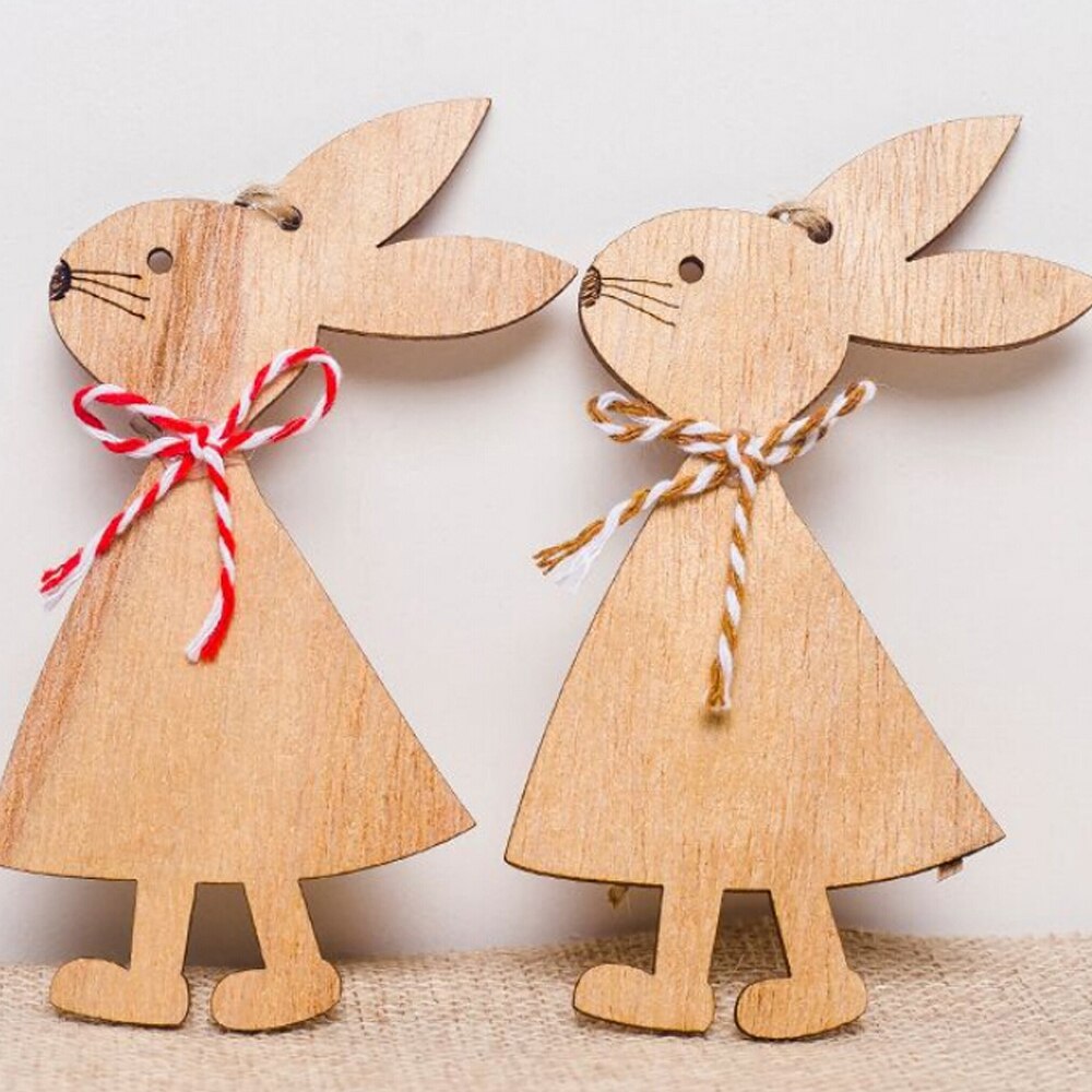 1/3 Pcs Pasen Konijn Houten Decoratie Diy Hout Opknoping Ambachten Schattige Bunny Pasen Ornamenten Feestartikelen Hout Ambachten
