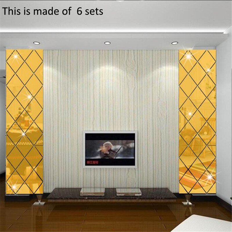 Pegatina de pared de espejo con patrón de diamante, decoración para sala de estar DIY, pegatinas de espejo 3D para pared, decoración del hogar, artesanías, accesorios DIY