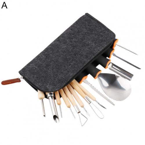 1 Set Halloween Pumpkin Carving Kit with Carrying Bag Sharp Stainless Steel Pumpkin Carving Cutters Kids Craft Tool: A