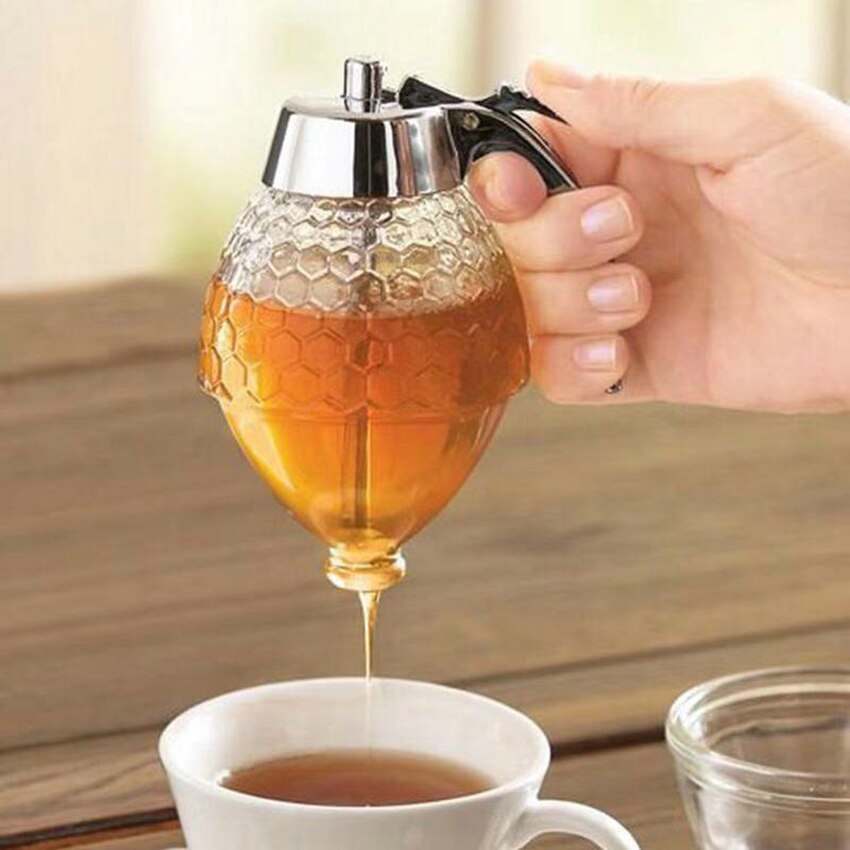 Honing Jar Sap Dispenser 200Ml Acryl Honing Dispenser Geen Drip-Siroop Dispenser Honing Pot Met Stand Voor Thuis keuken