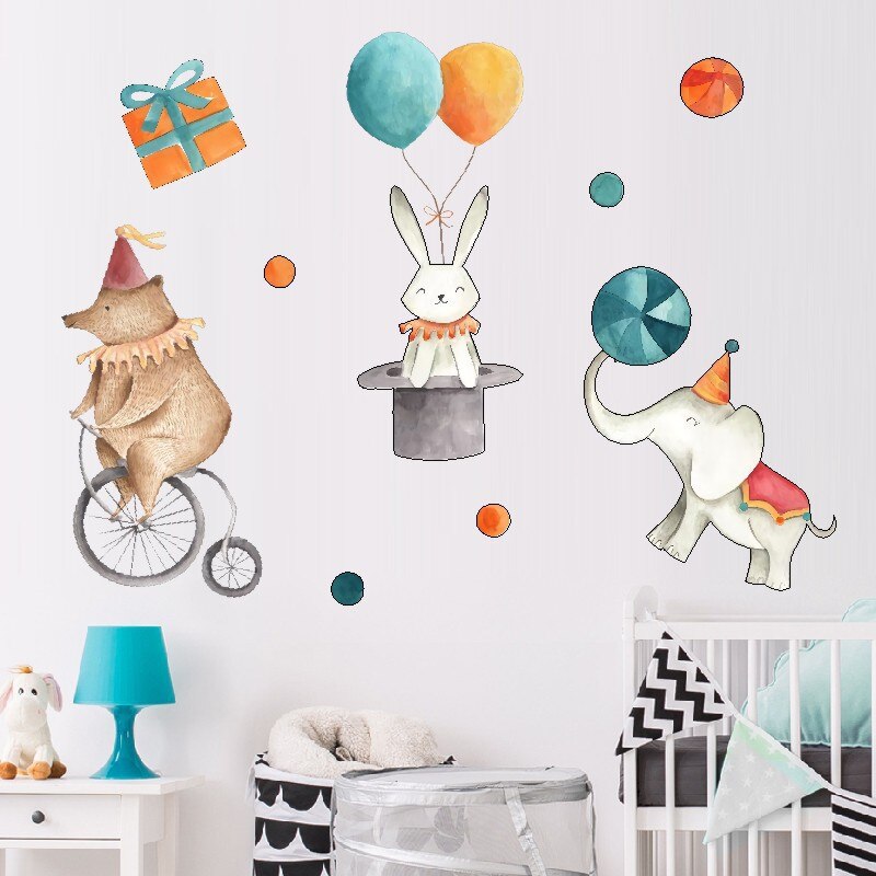 Cartoon Grappig Acrobatische Dieren Muurstickers Voor Kinderen Kamers Decor Nursery Babykamer Milieuvriendelijke Muurstickers Home Decoratie