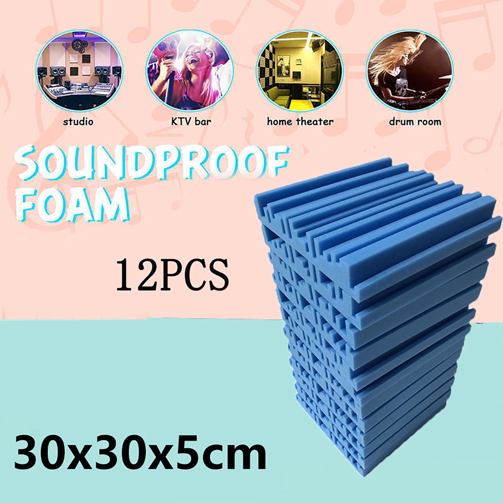 F# 12pc High Density Soundproofing Foam Ktv Soundproof Sponge Indoor Game Music Soundproof Sponge Sound-absorbing Foam