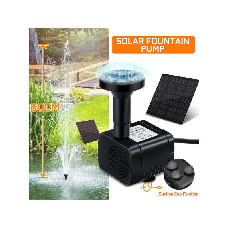200L/H Solar Panel Powered Water Feature Pump Floating Bath Watering Garden Pool Pond Fountain Fish Aquarium
