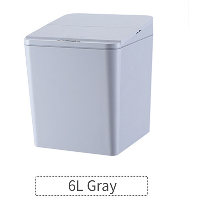USB Rechargeable Waste Bins Rubbish Automatic Touchless Smart Intelligent Induction Motion Sensor Home Kitchen Bath Trash Cans: 6L gray / battery operated