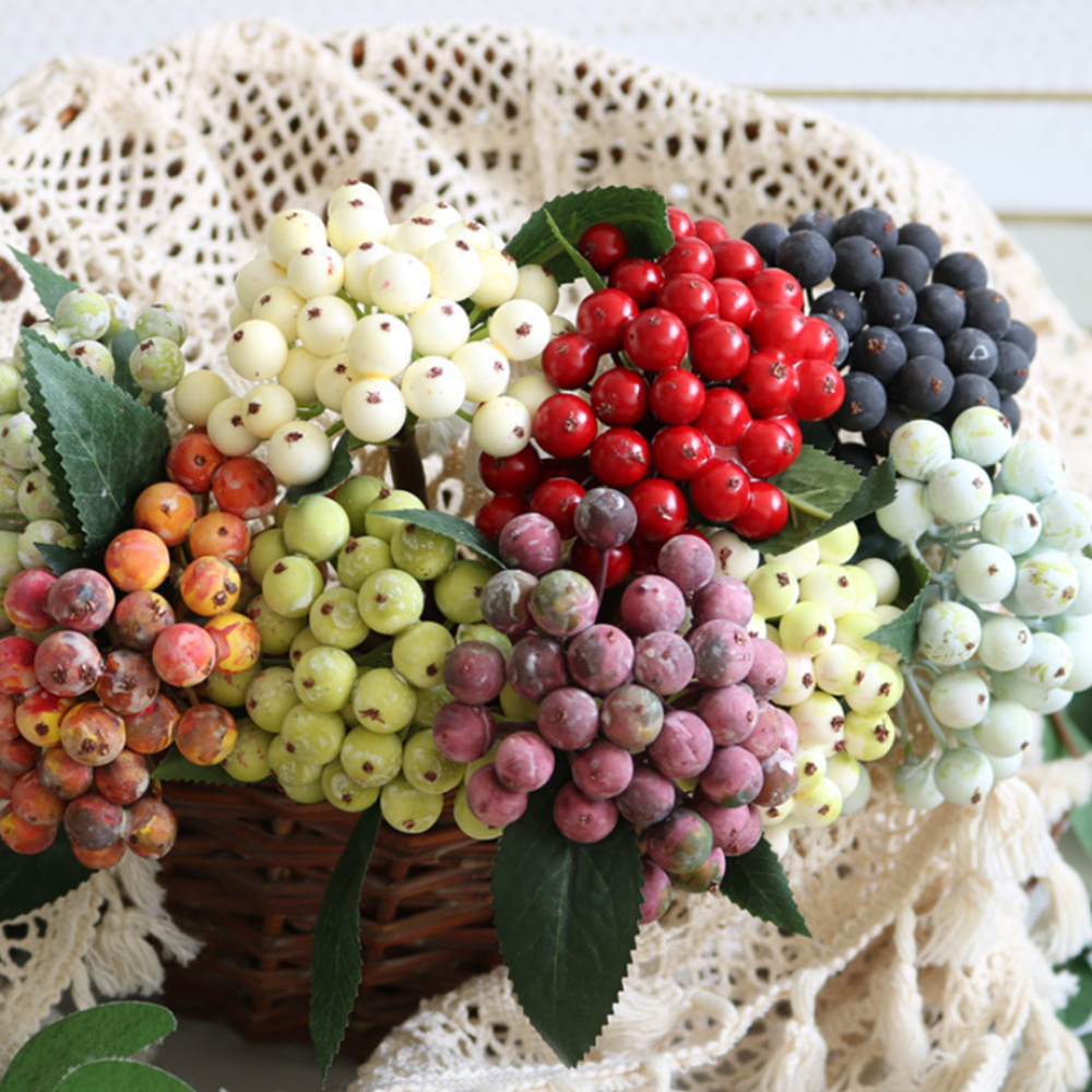 Berry Simulation Fruits Christmas Berries Artificial Flower Eco-friendly Home Office Decor 8 Colors Living Room Bunch Ornaments