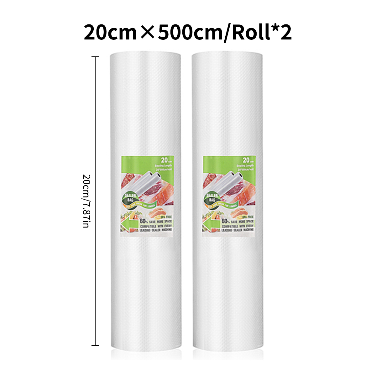 Bolsas de vacío para alimentos, bolsa selladora al vacío, alimentos frescos, mantenimiento largo, 12 + 15 + 20 + 25 + 30cm * 500cm, rollos/lote de bolsas para envasadora al vacío: Oro