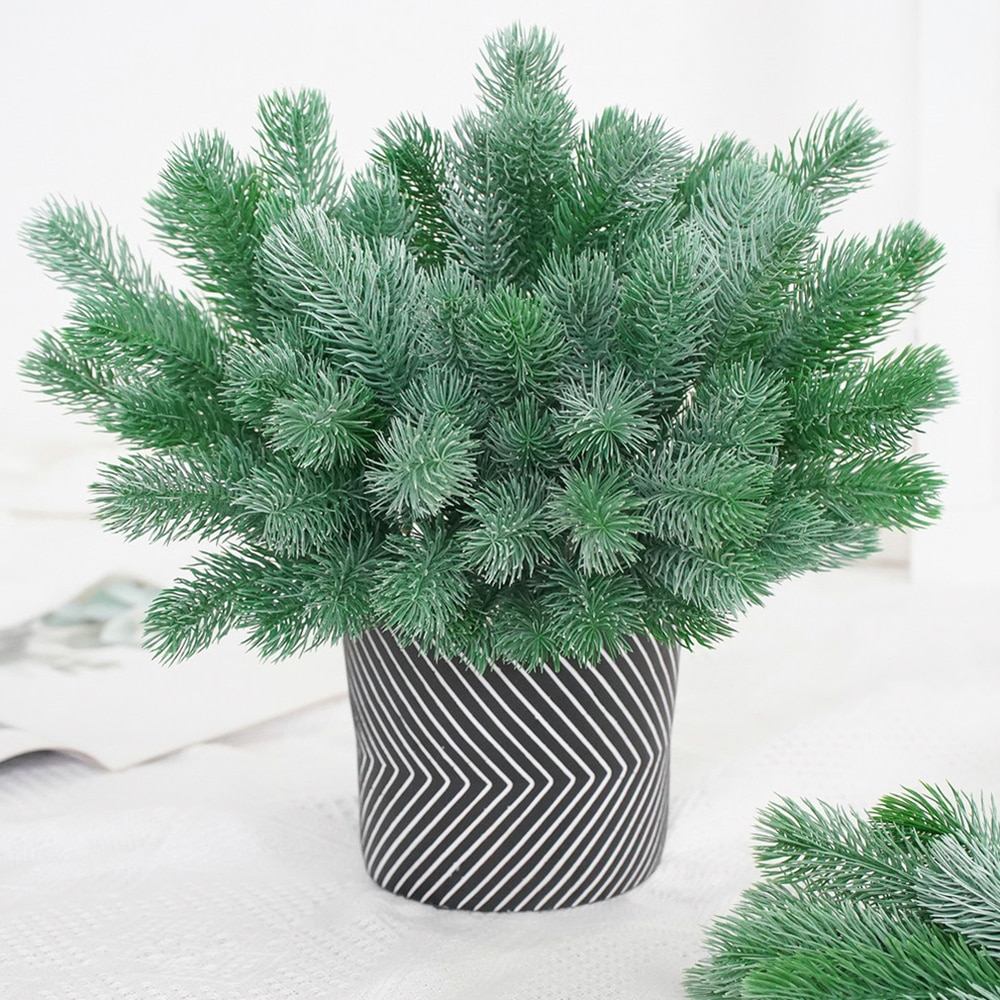 6 Vork Kunstmatige Pine Takken Simulatie Plant Bloemschikken Accessoires Voor Kerstbomen Bruiloft Home Party Decoratie