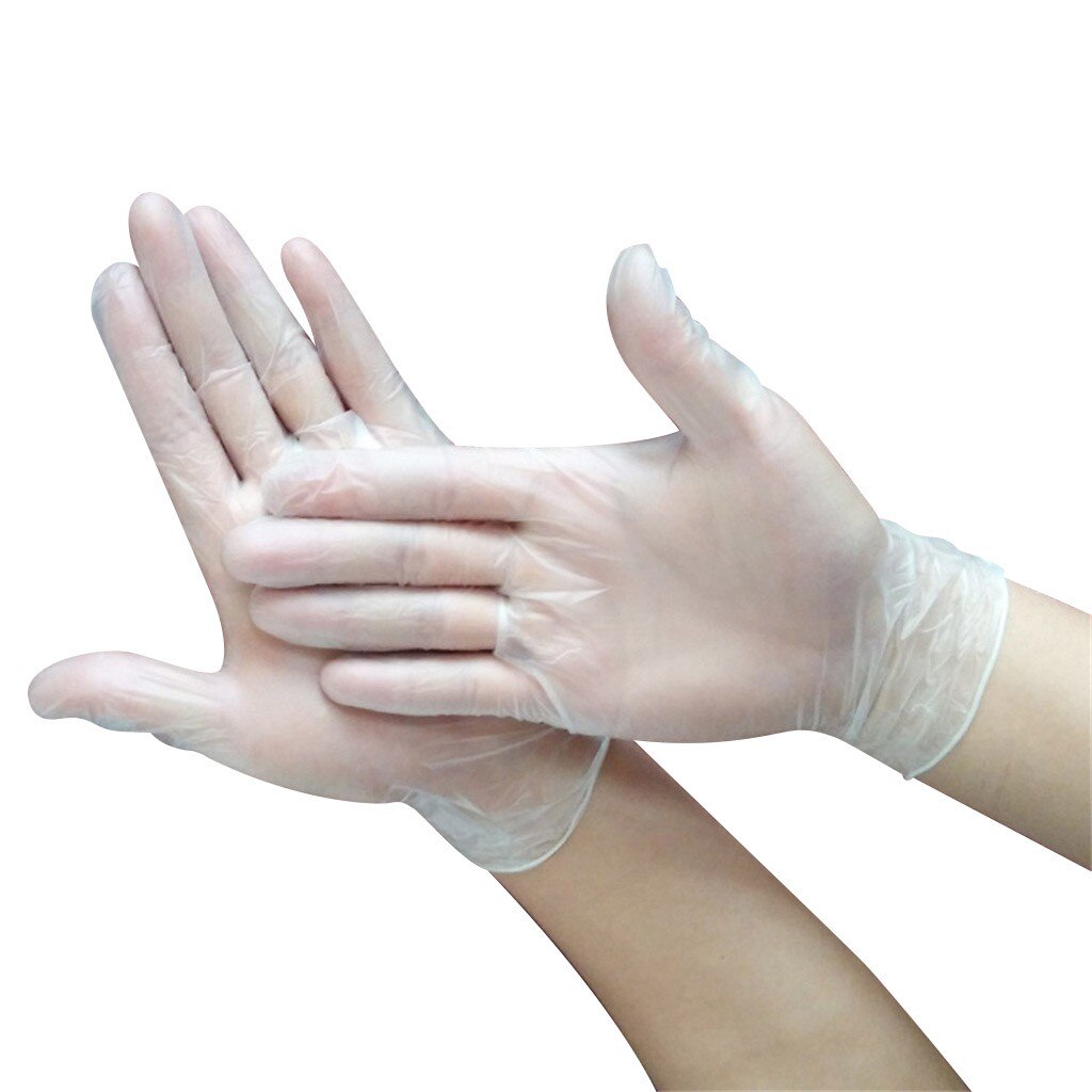 100PCS/Box protection Powder-free PVC Transparent Gloves Disposable Rubber Powder-free PVC Salon cooking Transparent Gloves L*5: L