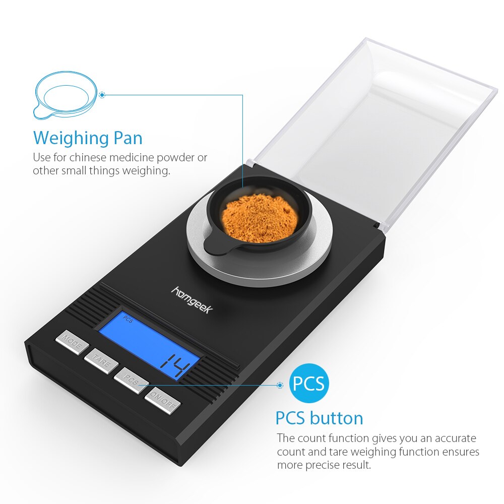 Homgeek High Precision Digital Milligram Scale Mini Electronic Balance Powder Scale Carat Scale Digital Weight