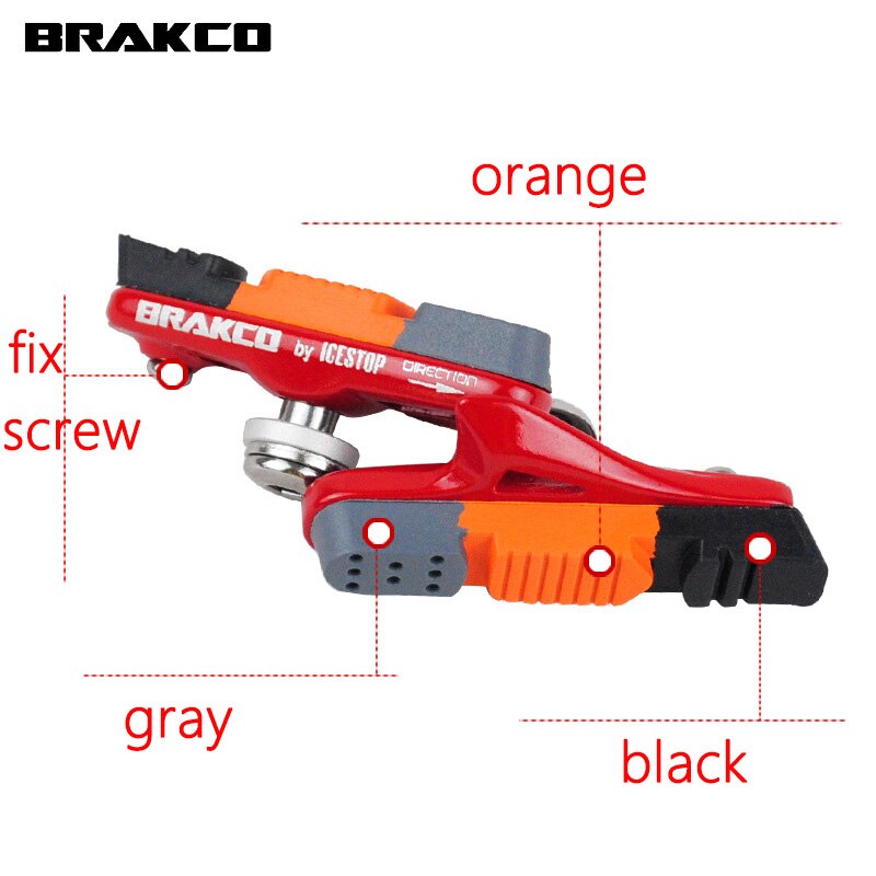 Brakco bremsekloss til brompton foldesykkel lett c-klemme, støyfri, blokkeringsfri bremsesko