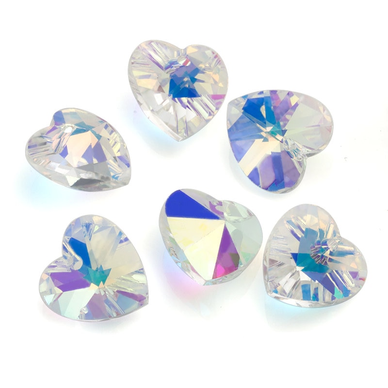Best 14mm 28pcs/pack charms love heart crystal AB glass beads crystal beads gems for Jewelry making Necklaces Earrings