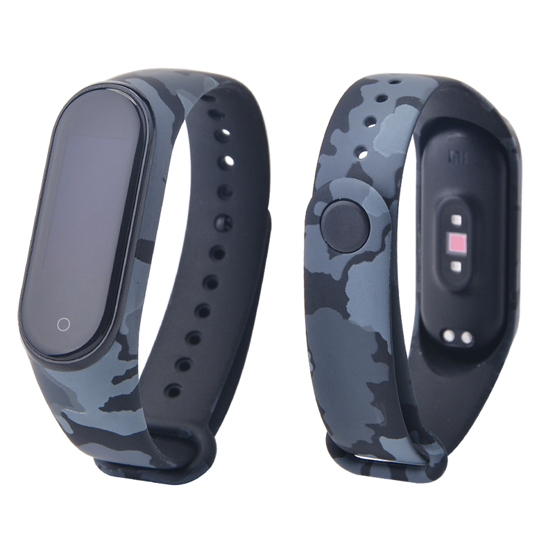 Per Mi band 4 3 cinturino da polso in silicone con stampa cinturino per xiaomi mi band 3 cinturino mimetico di ricambio per cinturino Mi band 4 3: Grey Amy band