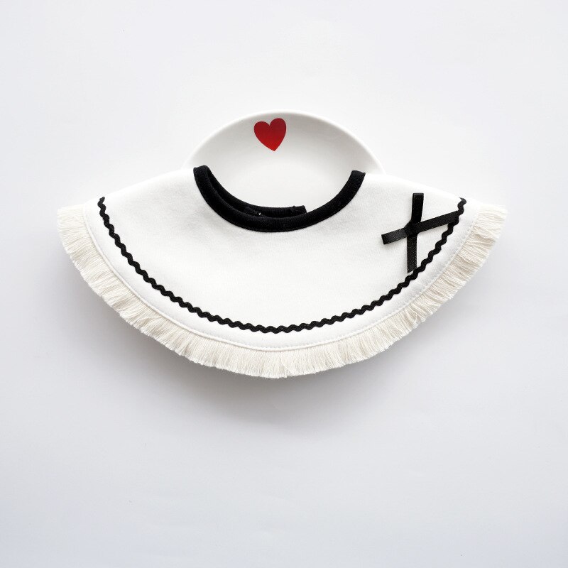 Koreaanse Stijl Ronde Baby Meisjes Slabbetjes Kwijlen Speeksel Handdoek Leuke Boog Nep Kraag Draaibare Kwasten Burp Doek Baby Dingen: 8