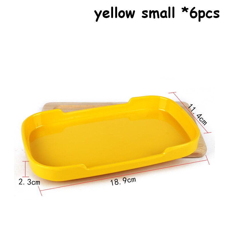 Rectangle Plates Colorful Trays Food Containers Korean Restaurant Roast Vegetable Cafe Kitchen Utensils Christmas Tableware 6pcs: Yellow Small