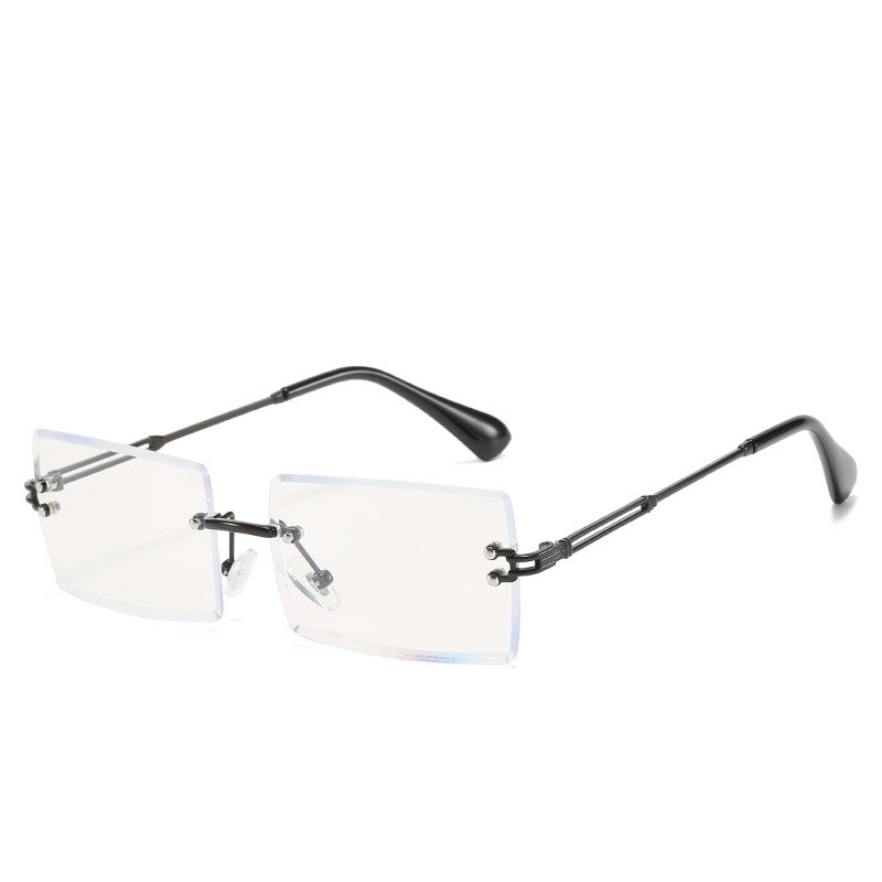 seemfy Square Anti-blue Light Glasses Metal Frame Retro And Personality Eyeglasses Frames Clear Lenses 0 Degree Plain Spectacles: Black
