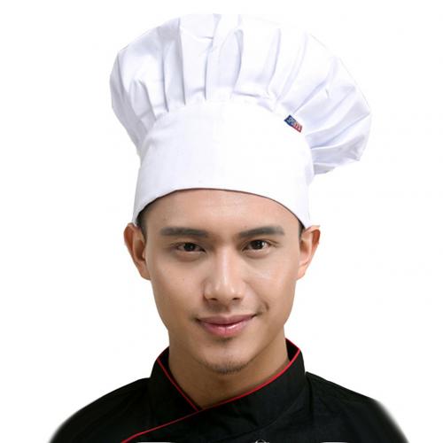 réglable Chef chapeau hommes femmes traiteur casquette de cuisine cuisine élastique plissé casquette de travail cuisine cuisinière chapeau Chef chapeau: WHITE