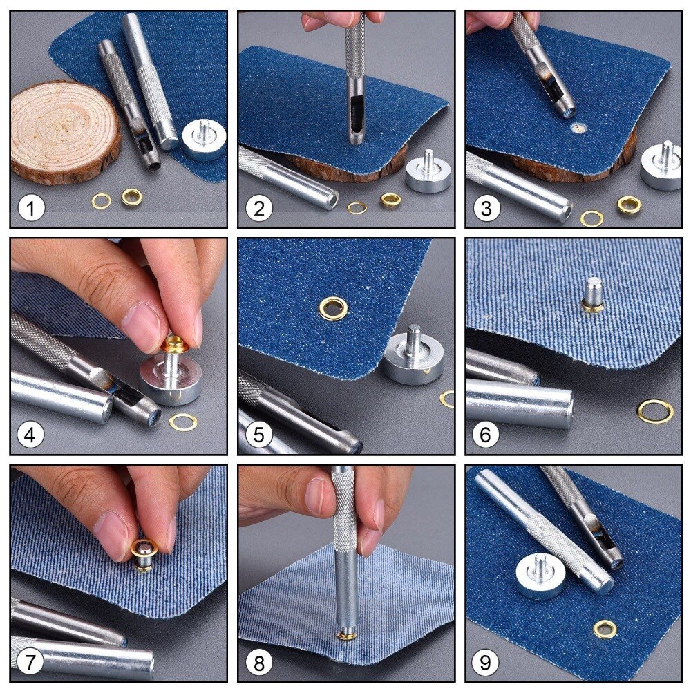 100pcs/pack Metal Eyelets Grommets 3MM 4MM 5MM for Leather Craft DIY Scrapbooking Shoes Practical Accessories