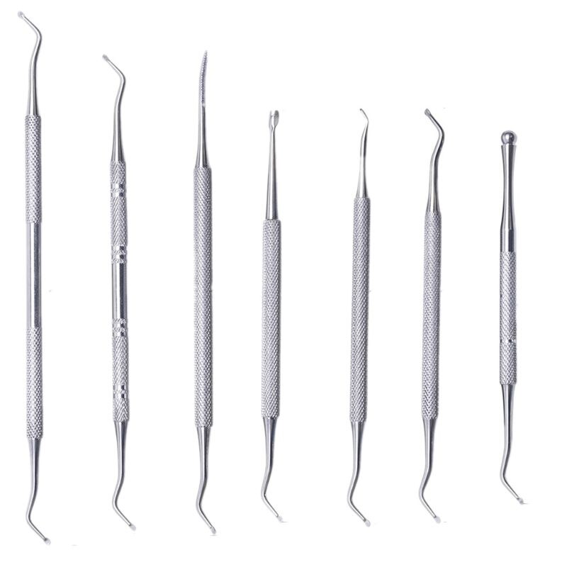 7 Style Dual End Ingrown Toenail File Spoon Nail Groove Correction Lifter Cleaner Cuticle Remover Pusher Pedicure Tool Foot Care