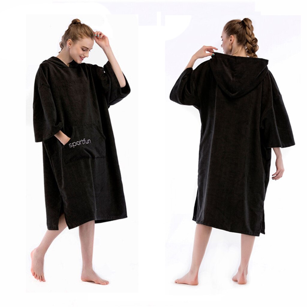 Microfiber Surf Poncho Changing Robe Bathrobe Bath Towel Wetsuit Changing Towel Beach Poncho w/ Hood for Unisex Adult Teenagers