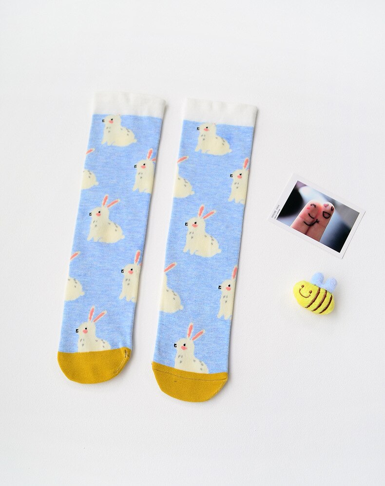 2-6 Jaar Baby Kinderen Panty Katoen Gebreide Panty Kniekousen Voor Meisjes: rabbit blue