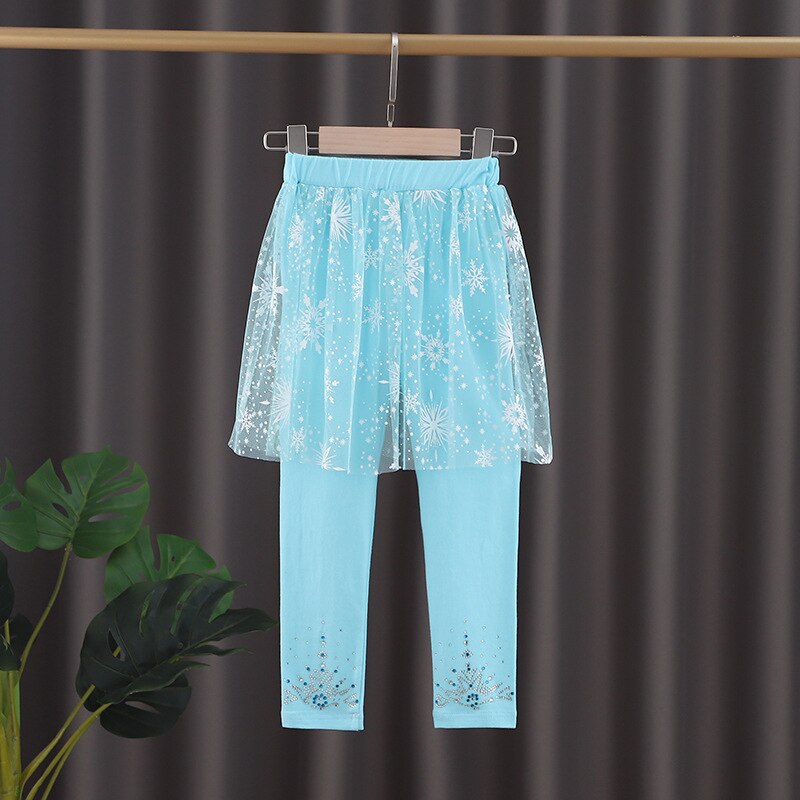 Menoea Baby Girls Leggings Autumn Summer Lace Princess Dress-pants Children Cotton Skirt Trousers Kids Pencil Pants 3-7 Years: AH5810blue / 7T