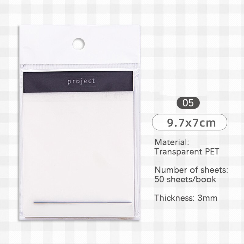 Transparent Sticky Note Pads Waterproof Self-Adhesive Memo Notepad School Office Supplies Stationery Writing Memo Pad Decoration: N5