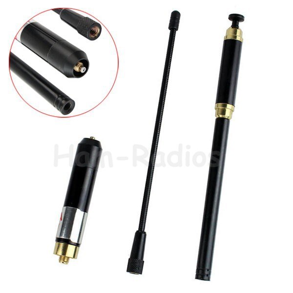 Black AL-800 144/430MHz SMA-F/SMA/BNC High Gain Super Telescopic Antenna for PRYME Kenwood HYT BAOFENG uv-5r