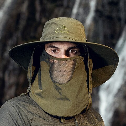 Novedad verano , gorras de senderismo Unisex para exterior, deportes al aire libre, pesca, senderismo, sombrero, solapa para cuello y rostro con protección Uv, gorra de Sol para hombre: green