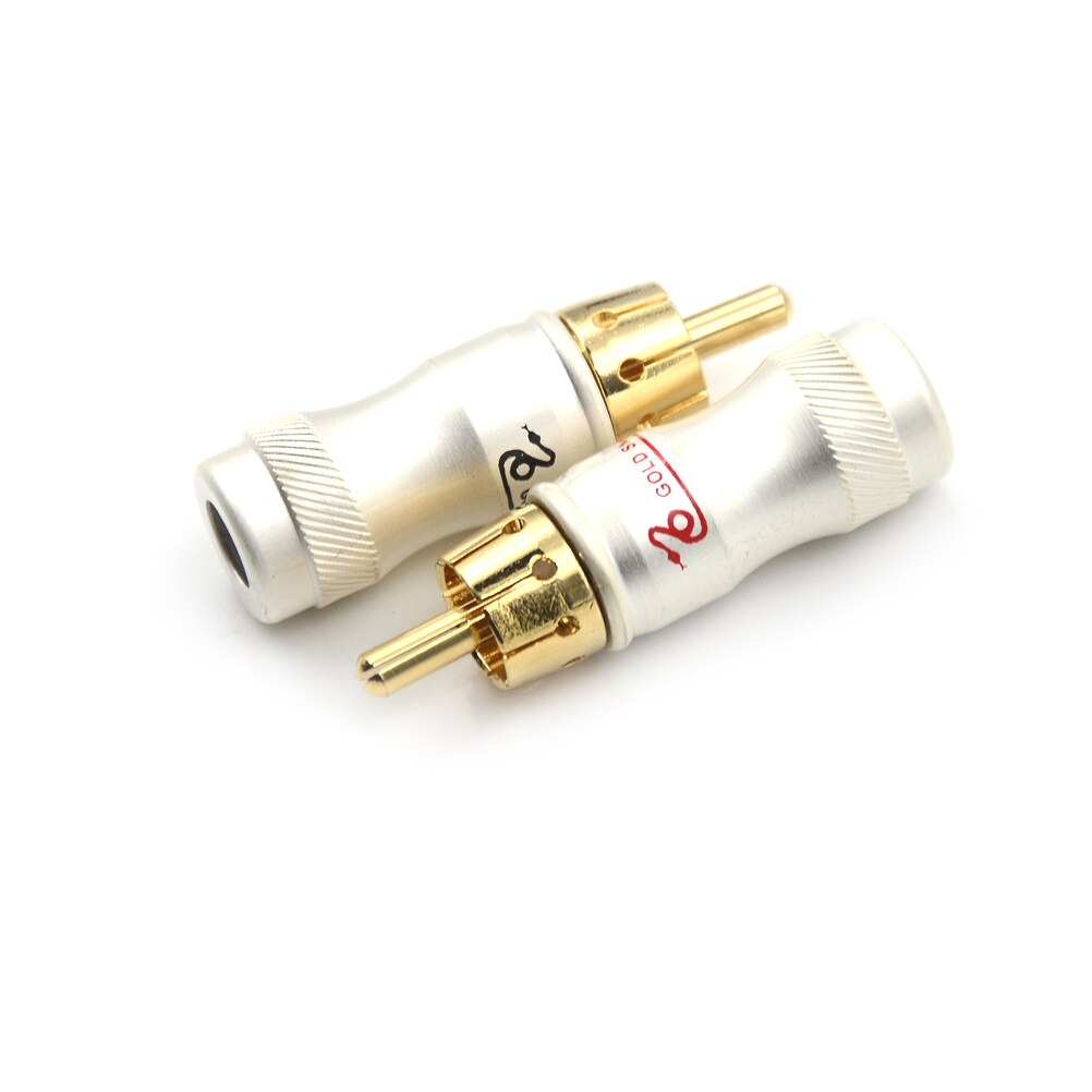 4 Stuks Diy Gold Snake Male Audio Video Connector Gold Adapter Voor Kabel Diy Gold Snake Rca Hifi Verguld Audio kabel Rca Plug