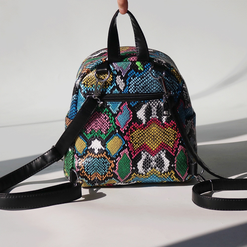 SARAIRIS INS Multi Snake Printed Female Backpack Women Cool Mini Top Handle Bag Unique Ladies