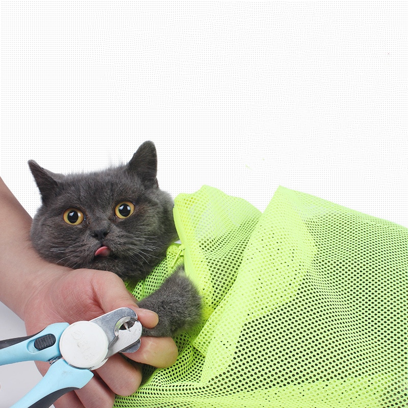 Mesh Cat Bathing Bag Cats Grooming Washing Bags Cat Bath Clean Bag No Scratching Bite Restraint Cat Supplies Nail Cutting 23