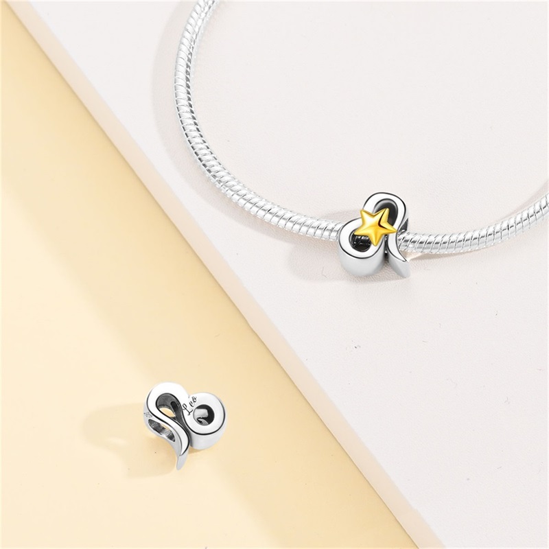 925 Sterling Silber 12 Sternbilder Reize golden Stern Tierkreis Perlen passen Qikaola Original Armbänder DIY Geburtstag Schmuck