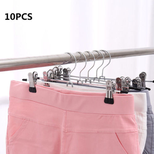 Hangers Trouser Hanger Strong Chrome Pants Skirt Coat Hangers with Non-Slip Clip
