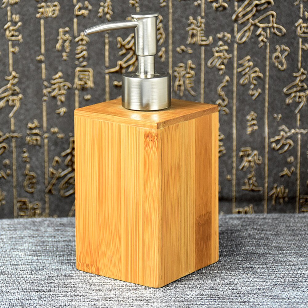 Klempresse bambus hotel lotion køkkenbeholder tilbehør praktisk desinfektionsmiddel opbevaring shower gel badeværelse sæbedispenser