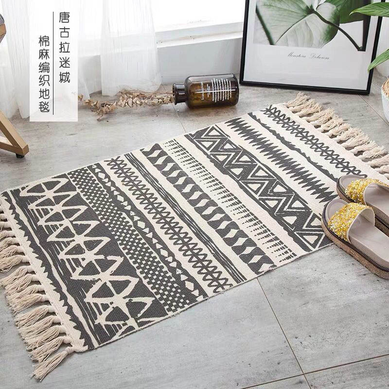Alfombra ondulada Mmunique, alfombra para puerta, alfombras, decoración de piso, cubierta deslizante para sala de estar, patrón impreso, almohadilla trenzada 100% algodón: 2