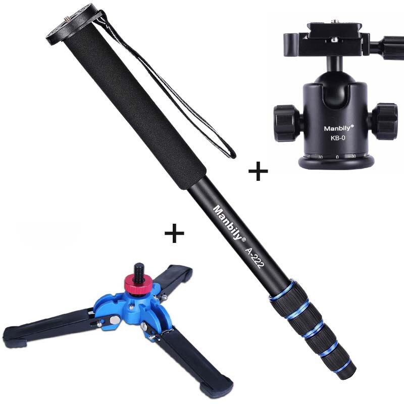 Manbily A-222 Camera Portable DSLR Aluminum Monopod Tripod M1 Stand Base KB-0 Tripod Ball Heads, Monopod Max. 5KG: A-222 w M1 w KB-0