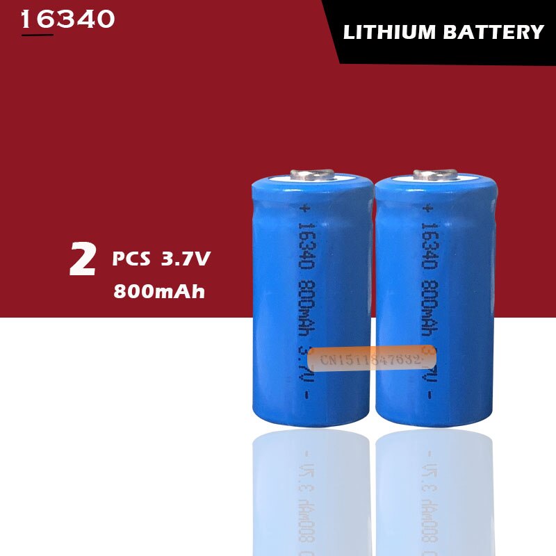2 X Oplaadbare CR123A 16340 800 Mah 3.7V Li-Ion Batterij