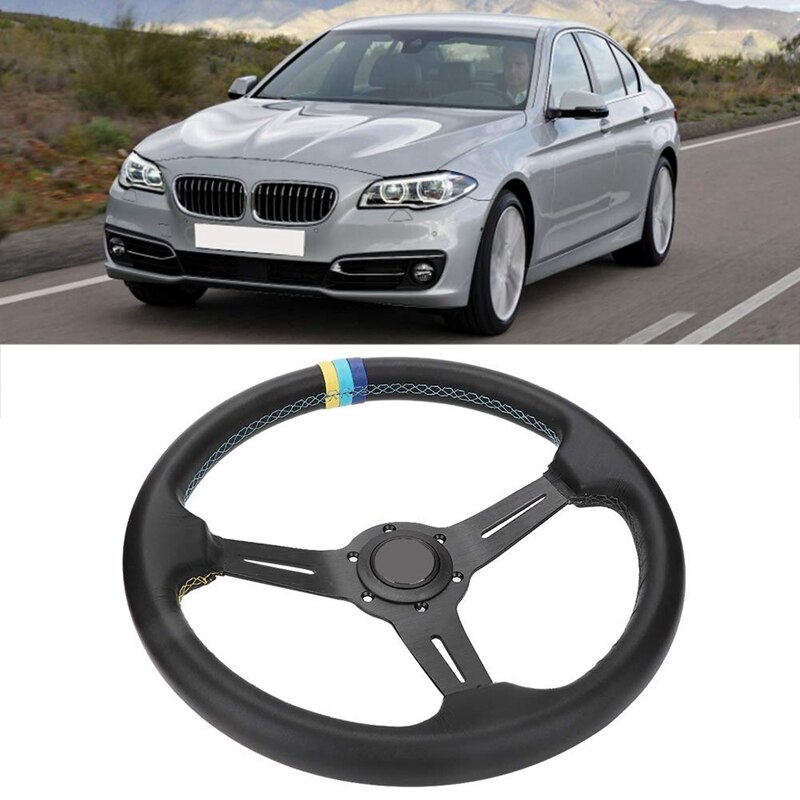 Bil rat 350mm/14 tommer aluminiumslegering universallegering bil rat (sort)