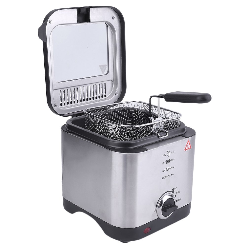 Compact 900W 1.5 Litre Chip Pan Basket Non Stick Oil Fry 900W Stainless Steel Deep Fat Fryer Kitchen Tools