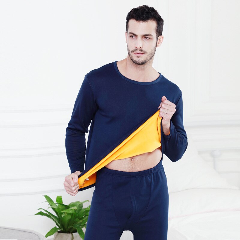 Autumn Winter Velvet Thick Thermal Underwear For Women Warm Layered Pajamas Set Cotton Thermal Male Long Johns: zangqingnan / XXL
