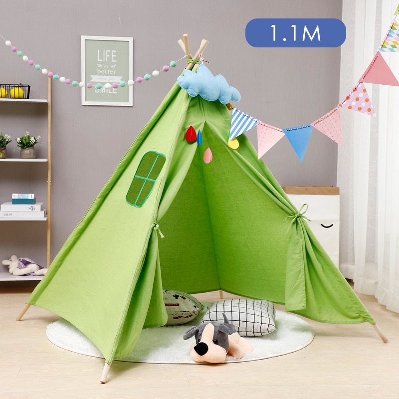 1.1M Cotton Carva Children&#39;s Tent Portable Kids Tent Tipi Teepee Children&#39;s House Indoor Children&#39;s Hut Playhouse Baby Tents