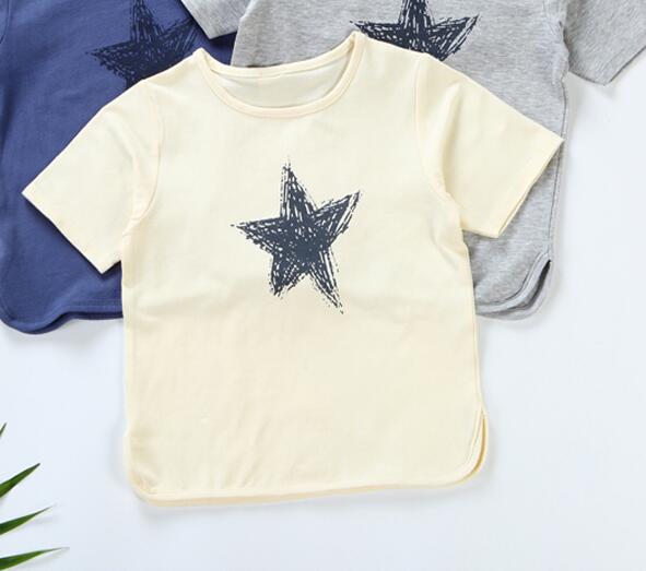 Jongens t-shirt kinderen ronde hals t-shirt kinderen kleding baby zomer jongens meisjes korte mouwen star kinderen katoen jongen tops: ivory white / 6T