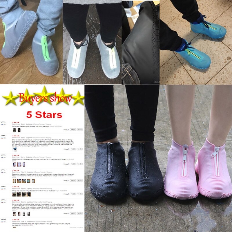 Waterdichte Rits Siliconen Schoen Cover Regen Laarzen Unisex Outdoor Solid Antislip Antislip Slijtvaste herbruikbare Shoe Cover